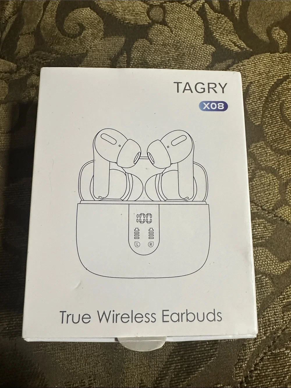 White & Silver True Wireless Bluetooth Earbuds with LED Charging Case